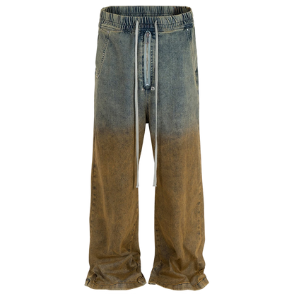 Ombre Denim Drawstring Palazzo Pants