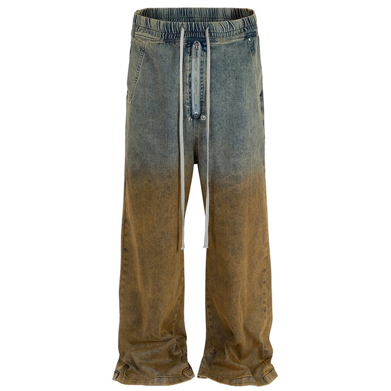 Ombre Denim Drawstring Palazzo Pants