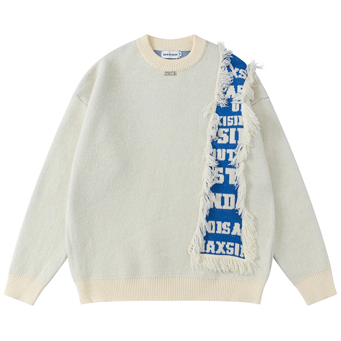 Fringe Accent Varsity Sweater