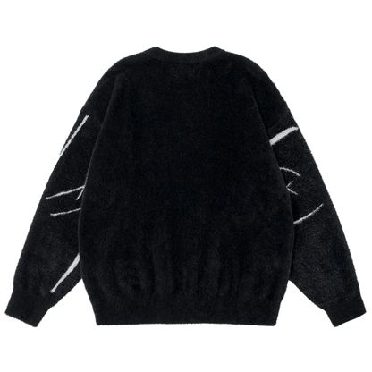 Abstract Bird Fleece Sweater