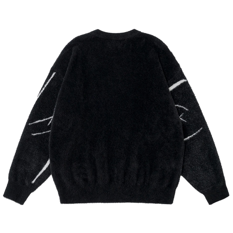 Abstract Bird Fleece Sweater
