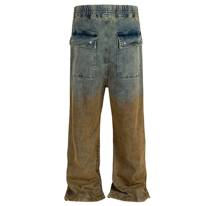 Ombre Denim Drawstring Palazzo Pants