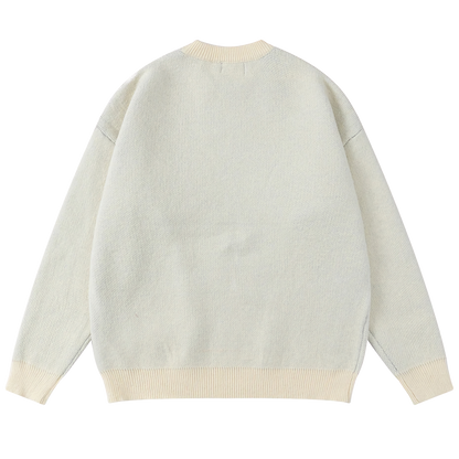 Fringe Accent Varsity Sweater