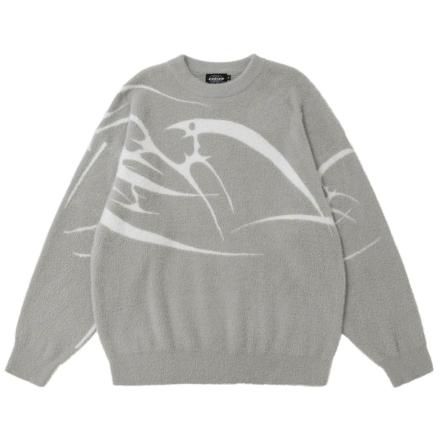 Abstract Bird Fleece Sweater