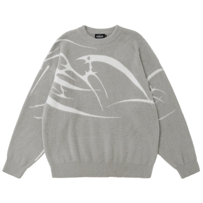 Abstract Bird Fleece Sweater