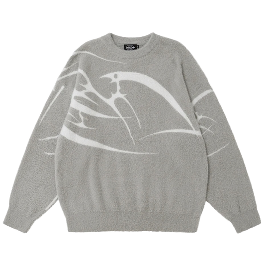 Abstract Bird Fleece Sweater