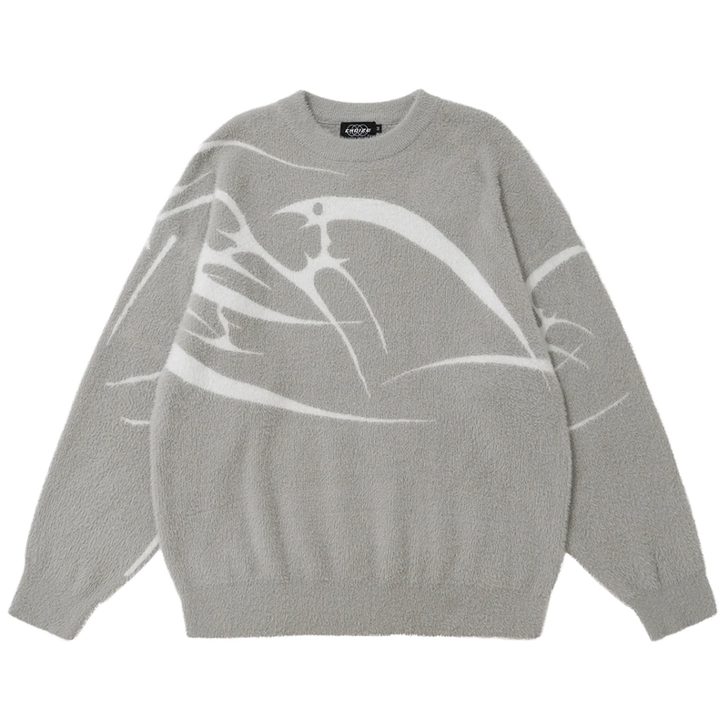Abstract Bird Fleece Sweater