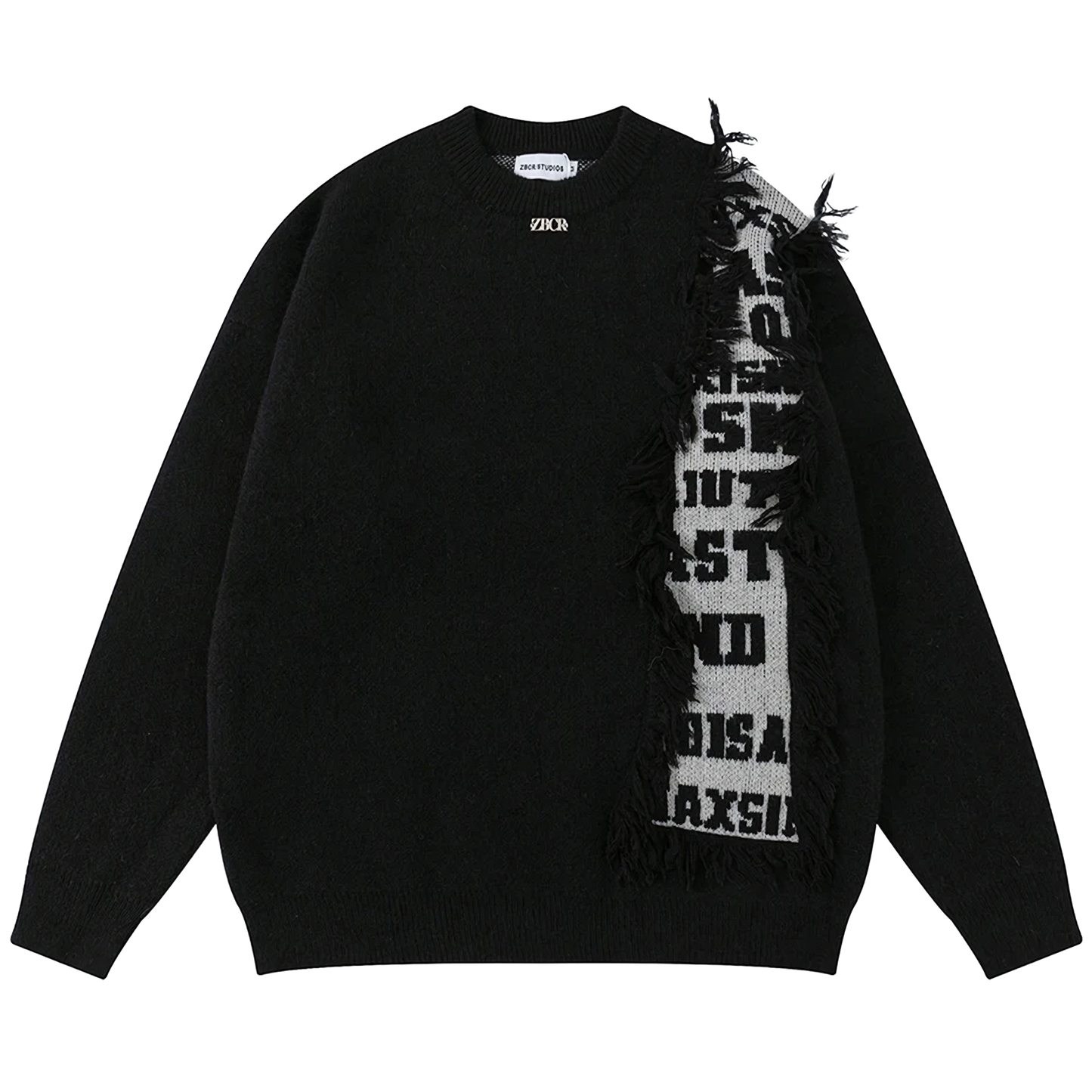 Fringe Accent Varsity Sweater