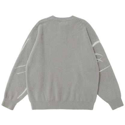 Abstract Bird Fleece Sweater