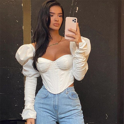 Puff Sleeve Slim Blouse