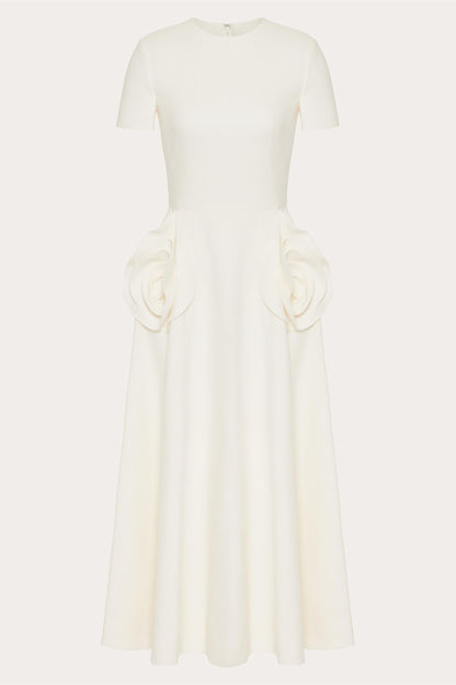 Ava Applique Short Sleeves Midi Dress