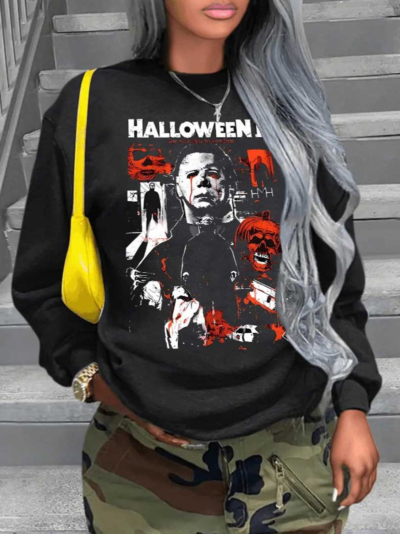 Dropped Shoulder Figure Letter Print Sweatshirt At9041