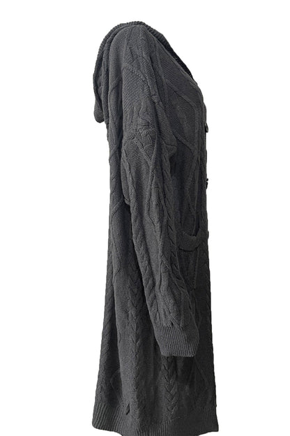 Cable Knit Loose Hooded Cardigan