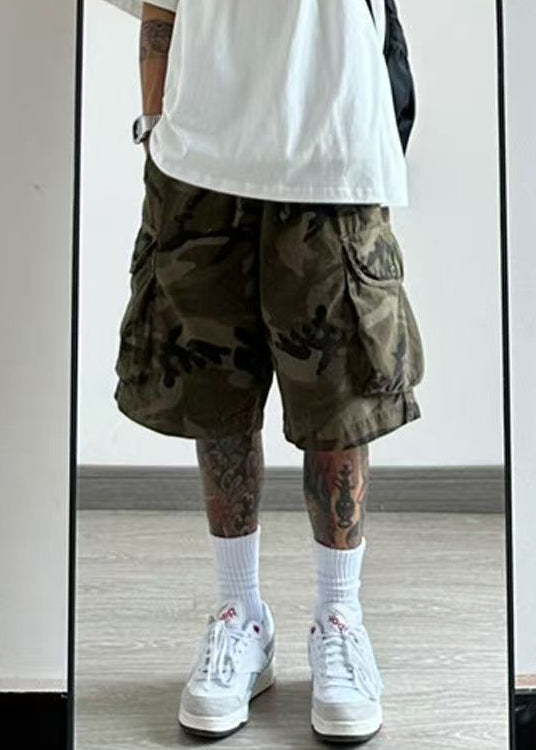 Pockets Camouflage Shorts Cotton Elastic Waist Summer