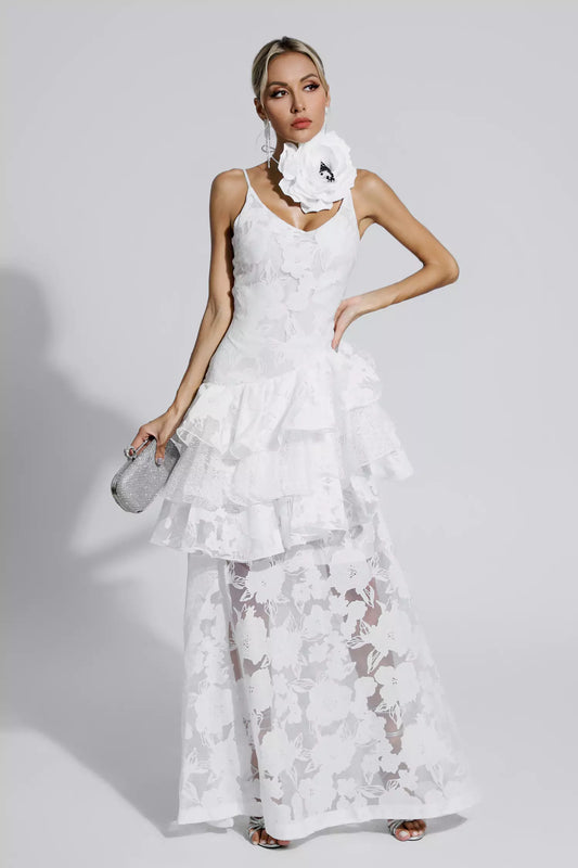 Cassandra White Cut Out Maxi Dress