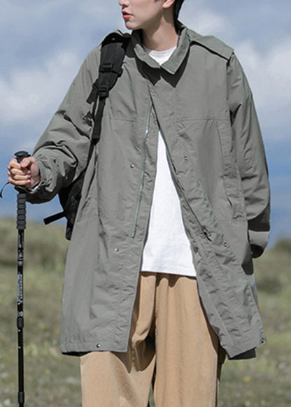 Army Green Hooded Pockets Oversized Cotton Coats Spring Yq003