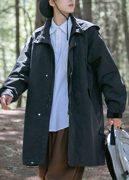 Army Green Hooded Pockets Oversized Cotton Coats Spring Yq003