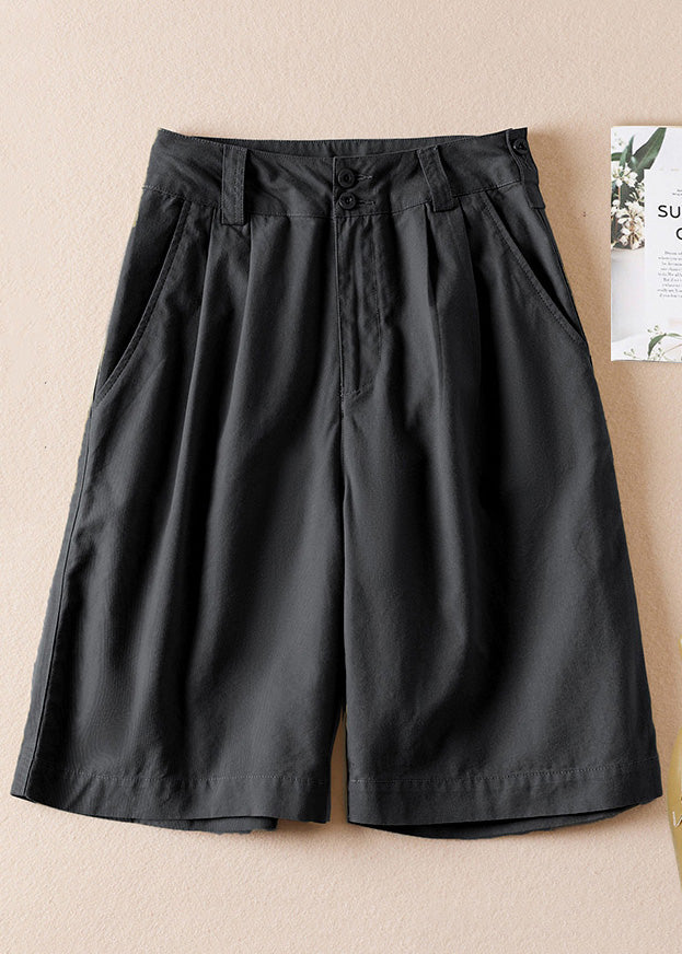 Army Green Pockets High Waist Cotton Shorts Summer Am1060
