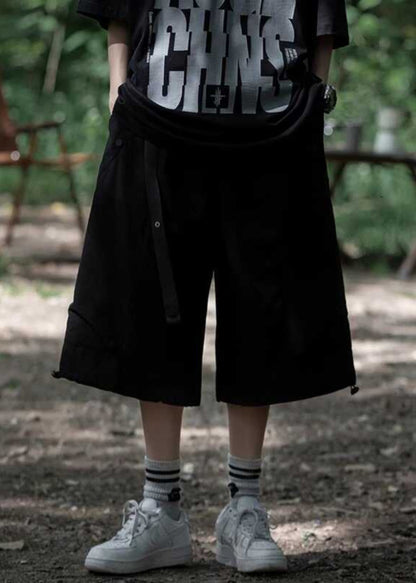 Black Elastic Waist Crop Pants Yt010