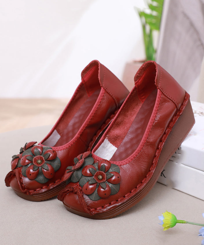 Black Flower Splicing Platform High Wedge Heels Shoes Df1002