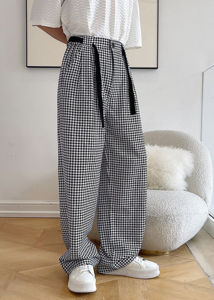 Plaid Cotton Clothing Black Oversized Pants