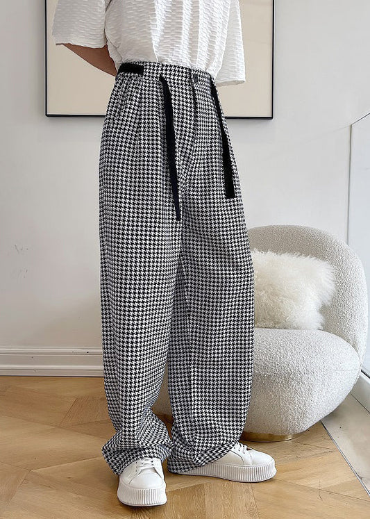 Plaid Cotton Clothing Black Oversized Pants