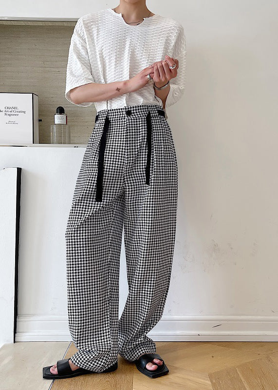 Plaid Cotton Clothing Black Oversized Pants
