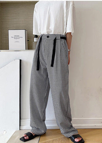 Plaid Cotton Clothing Black Oversized Pants