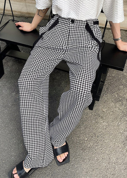 Plaid Cotton Clothing Black Oversized Pants