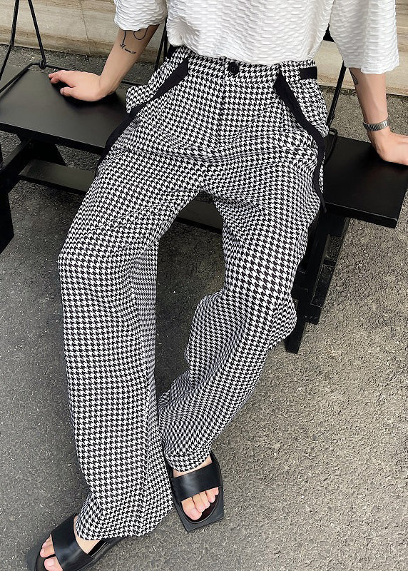 Plaid Cotton Clothing Black Oversized Pants