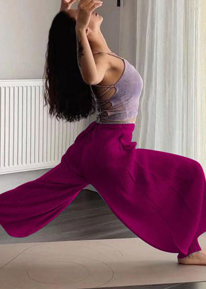 Blue Pockets Elastic Waist Cotton Lantern Pants Summer Wp029