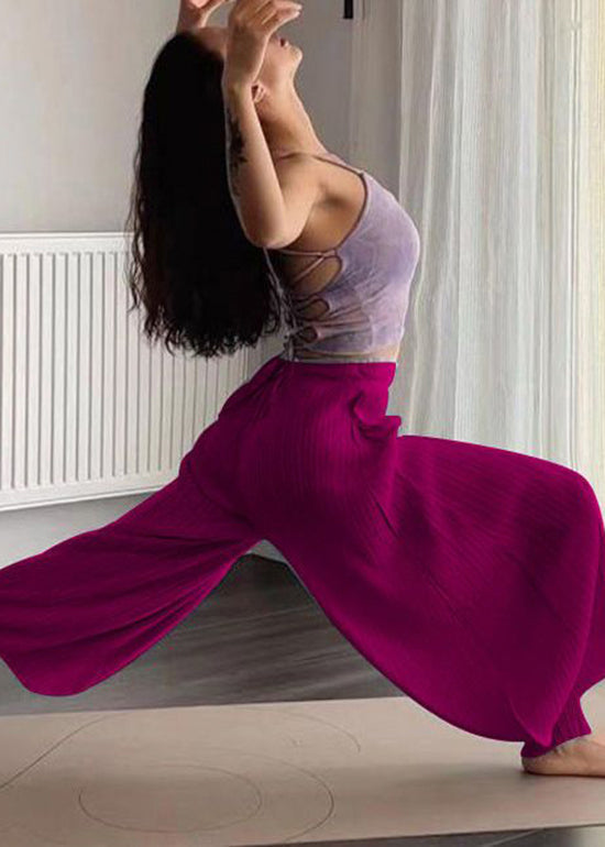 Blue Pockets Elastic Waist Cotton Lantern Pants Summer Wp029