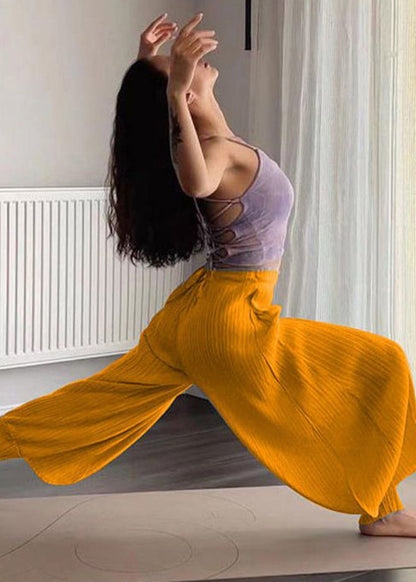 Blue Pockets Elastic Waist Cotton Lantern Pants Summer Wp029