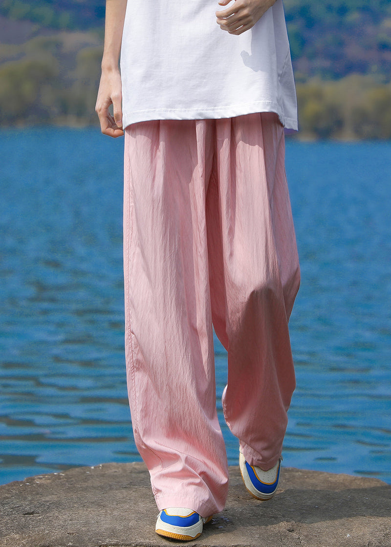 Blue Pockets Ice Silk Straight Pants Summer Yt030