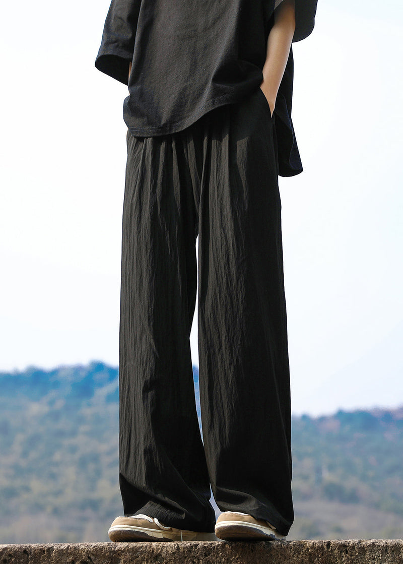 Blue Pockets Ice Silk Straight Pants Summer Yt030
