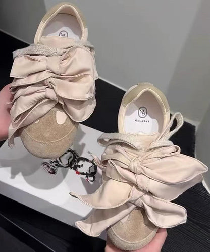 Apricot for Flat Shoes Splicing Bow Suede
