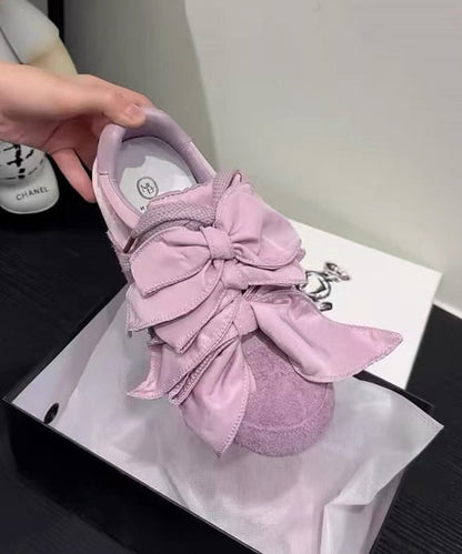 Apricot for Flat Shoes Splicing Bow Suede
