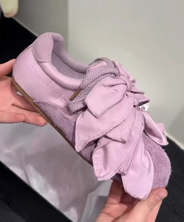 Apricot for Flat Shoes Splicing Bow Suede