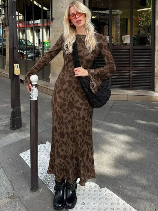 O-neck High Waist Evening Party Maxi Dress