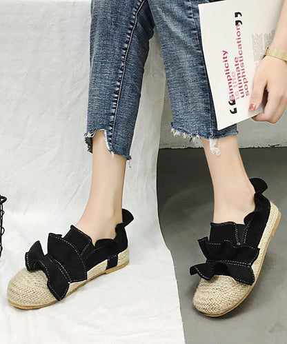 Brown Ruffled Splicing Versatile Flat Feet Shoes Ap1038