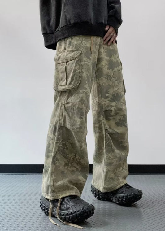 Camouflage Print High Wais Denim Pants Sa066