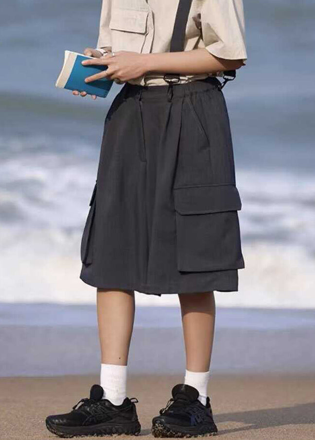 Coffee Patchwork High Waist Crop Pants Summer Yt016