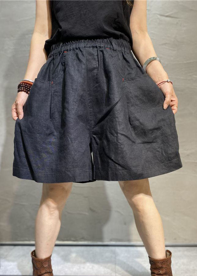 Coffee Pockets Patchwork Linen Hot Pants Summer Ly0627