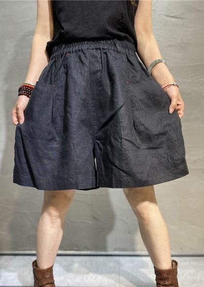 Coffee Pockets Patchwork Linen Hot Pants Summer Ly0627