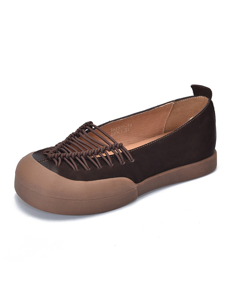 Shoes Red Comfortable Leather Splicing Feet Flat Cowhide