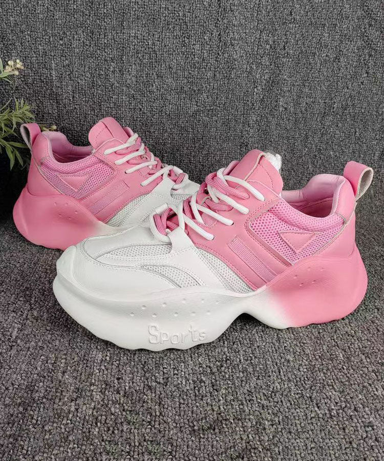 Comfy Gradient Pink Breathable Mesh Platform Sport Shoes Dd1005
