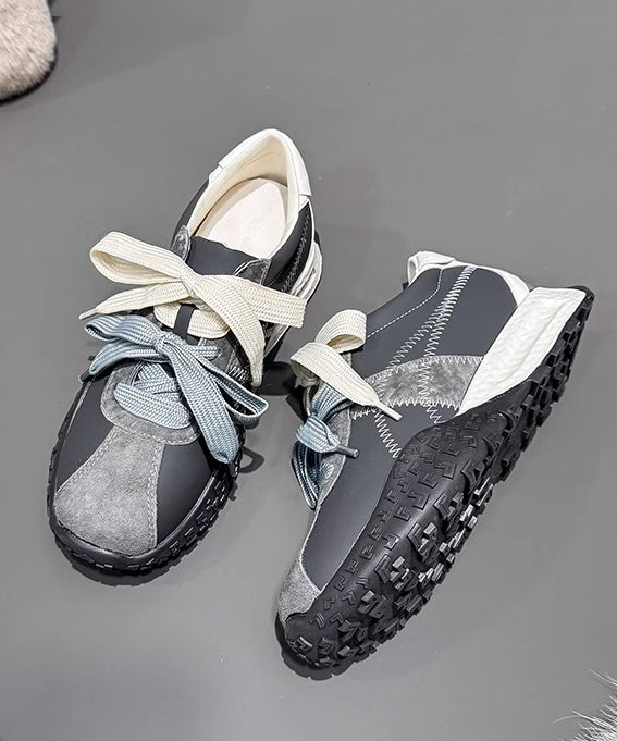 Up Comfy Platform Shoes Navy Splicing Lace