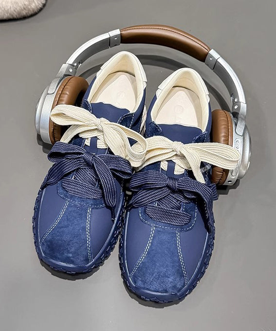 Up Comfy Platform Shoes Navy Splicing Lace