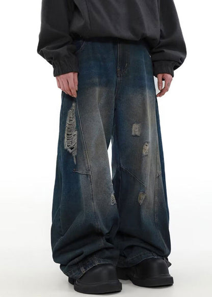 Denim Blue Pockets Patchwork Pants Summer Sa026