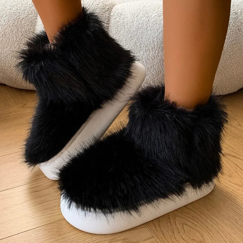 Plush Shoes Winter New Plush and Warm Snow Boots and Versatile Female Platform Shoes